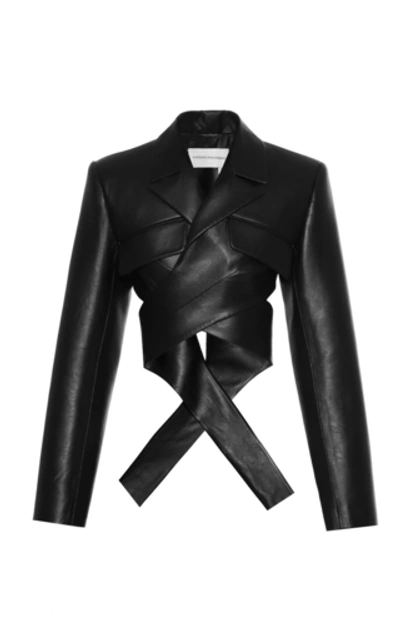 Shop Aleksandre Akhalkatsishvili Faux-leather Wrap Blazer In Black