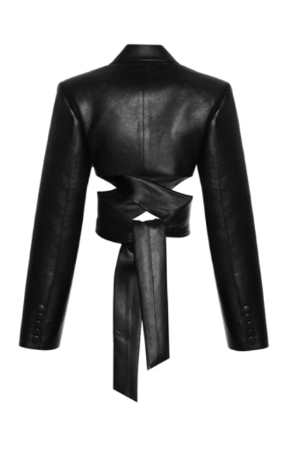 Shop Aleksandre Akhalkatsishvili Faux-leather Wrap Blazer In Black