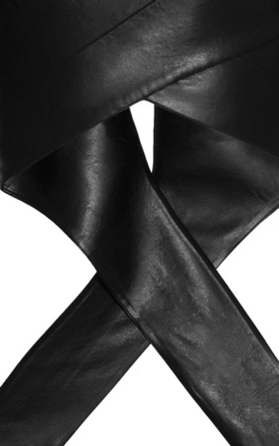 Shop Aleksandre Akhalkatsishvili Faux-leather Wrap Blazer In Black