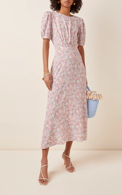 Shop Faithfull The Brand Beline Floral-print Crepe Midi Dress In Pink