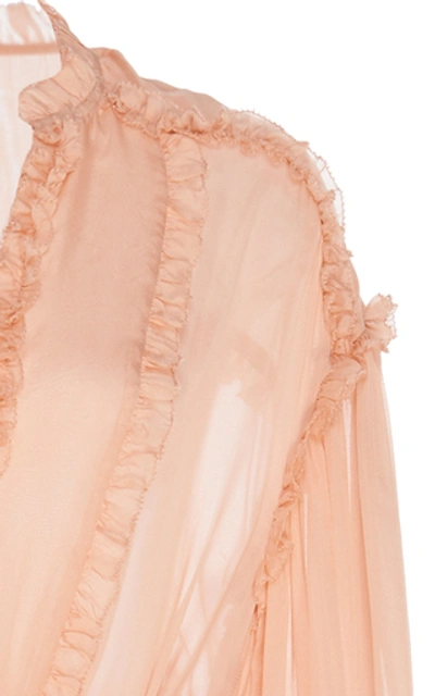 Shop Ulla Johnson Althea Ruffled Silk-chiffon Midi Dress In Pink