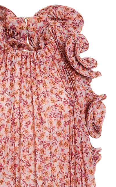 Shop Amur Mimi Ruffled Floral-print Chiffon Mini Dress