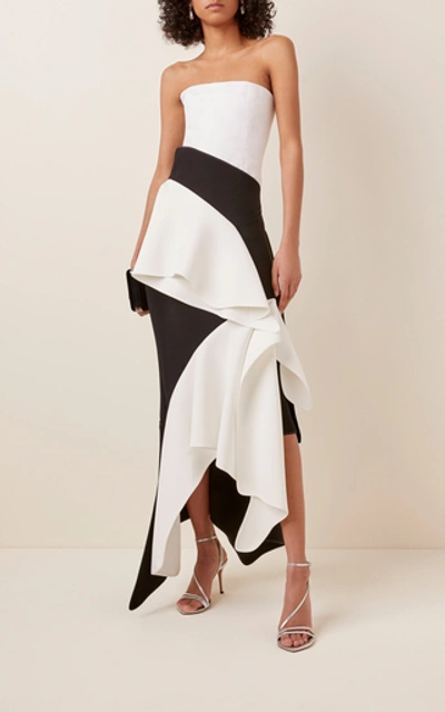 Shop Maticevski Reverent Two-tone Crepe Skirt In Black/white