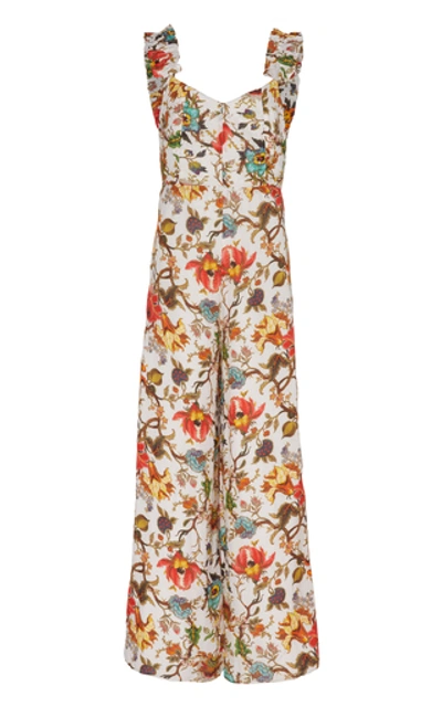 Shop Alix Of Bohemia Anita's Garden Silk Jumpsuit In Multi