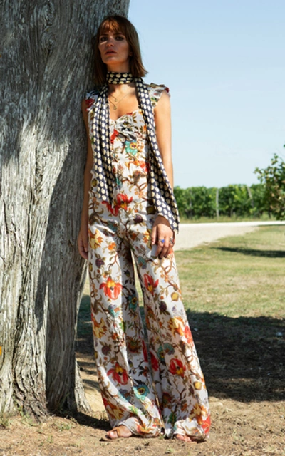 Shop Alix Of Bohemia Anita's Garden Silk Jumpsuit In Multi