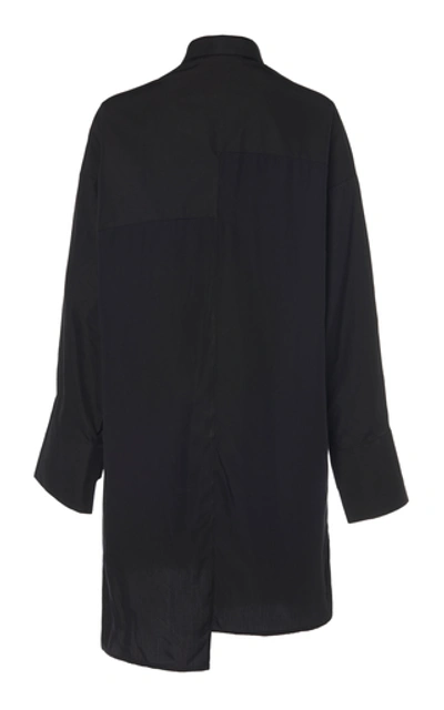 Shop Boyarovskaya Bi-material Cotton Shirt In Black