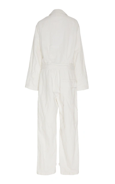 Shop Nili Lotan Aria Cotton-blend Jumpsuit In White