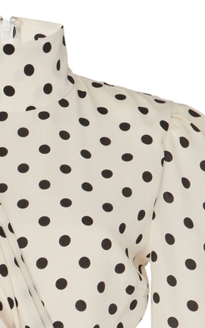 Shop Alessandra Rich Embellished Polka-dot Silk Midi Dress In Print