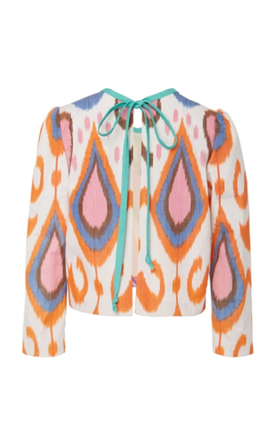 Shop Alix Of Bohemia Lovers Printed Silk-moire Top In White