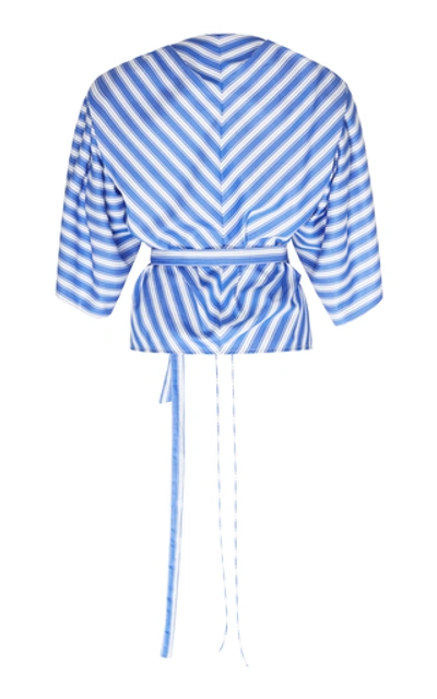 Shop Rosie Assoulin Tie-detailed Striped Cotton-poplin Top