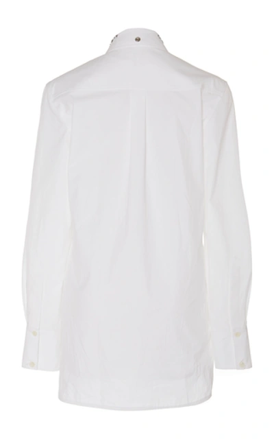Shop Paco Rabanne Embellished Cotton-poplin Shirt In White