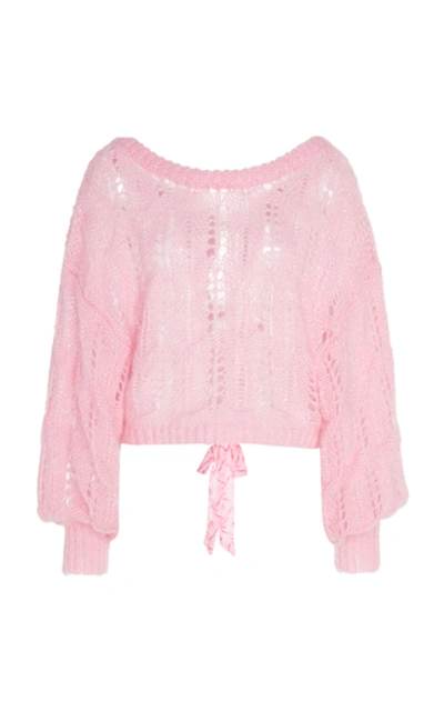 Shop Loveshackfancy Eugenia Knitted Pullover Top In Pink