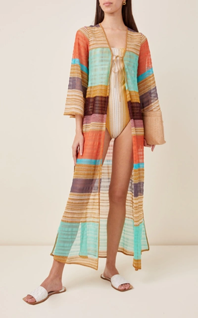 Shop Missoni Striped Knitted Robe In Multi