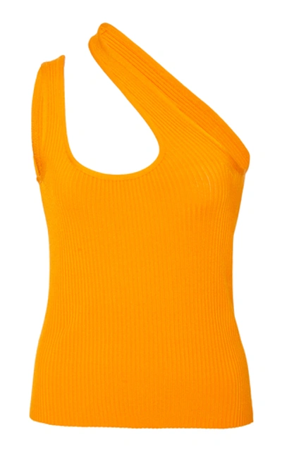 Shop Zimmermann Brightside Asymmetric Ribbed-knit Tank Top In Orange