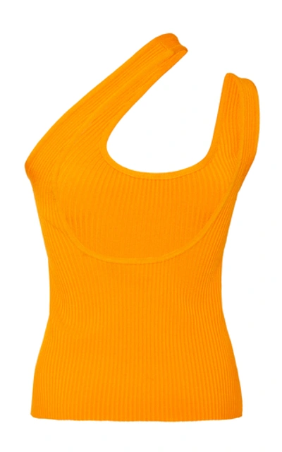 Shop Zimmermann Brightside Asymmetric Ribbed-knit Tank Top In Orange