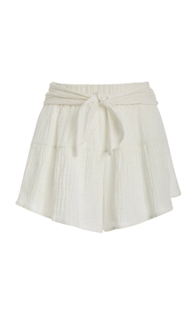 Shop Anaak Brigette Petal Cotton Shorts In White