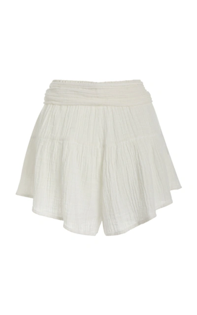 Shop Anaak Brigette Petal Cotton Shorts In White