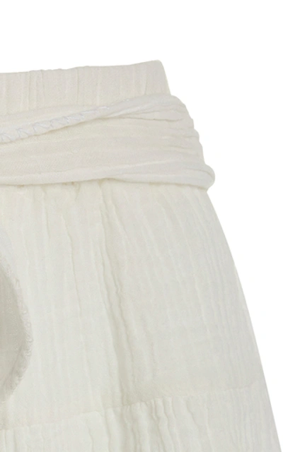 Shop Anaak Brigette Petal Cotton Shorts In White