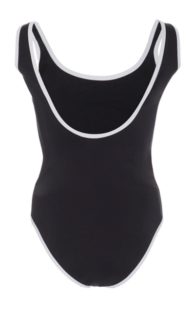 Shop Balmain Logo One-piece Swimsuit In Black