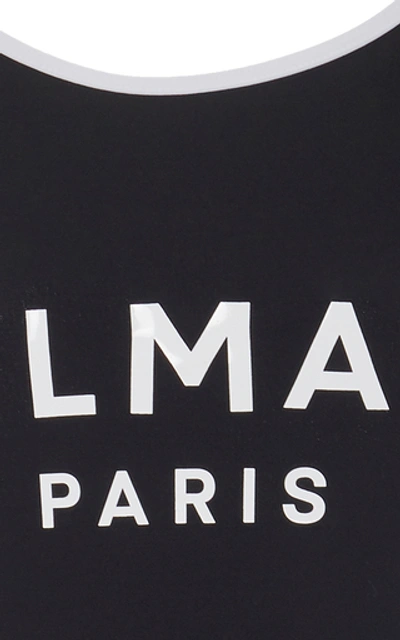 Shop Balmain Logo One-piece Swimsuit In Black