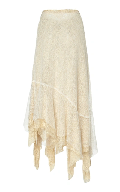 Shop Anais Jourden Two-tone Ruffled Lace Midi Skirt In Neutral