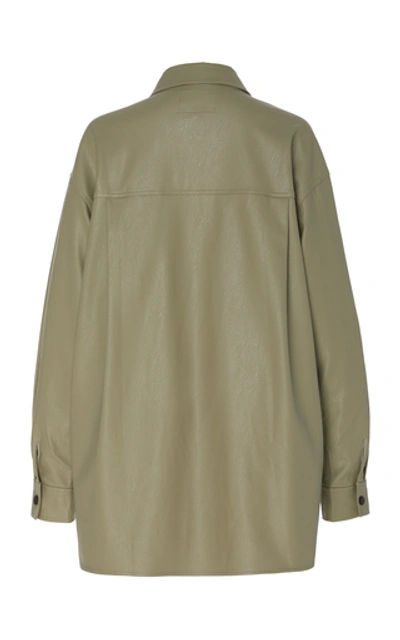 Shop Apparis Evelyn Vegan Leather Oversized Shirt In Green
