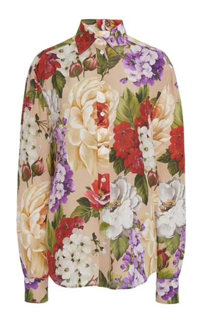 Shop Dolce & Gabbana Floral-print Silk Shirt