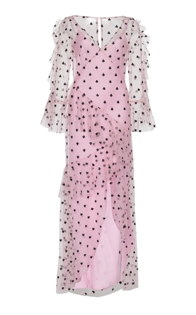 Shop Temperley London Fortuna Ruffled Tulle Dress In Pink