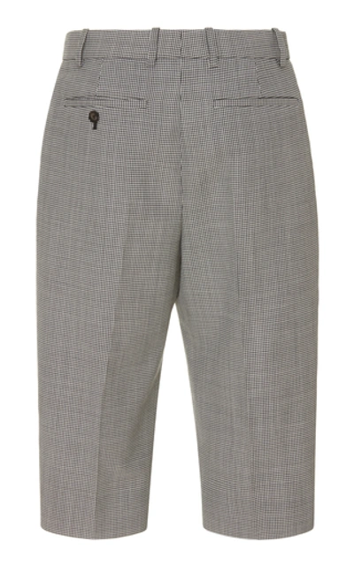 Shop Givenchy Checked Wool Bermuda Shorts In Black/white