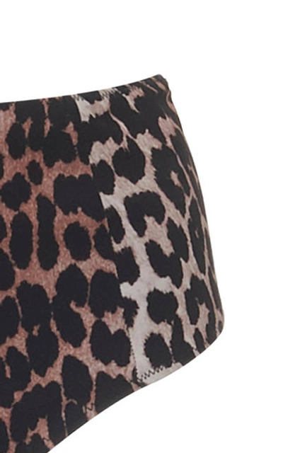 Shop Ganni Leopard-print Bikini Briefs In Animal