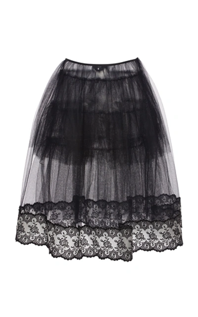 Shop Simone Rocha Lace-trimmed Organza Midi Skirt In Print