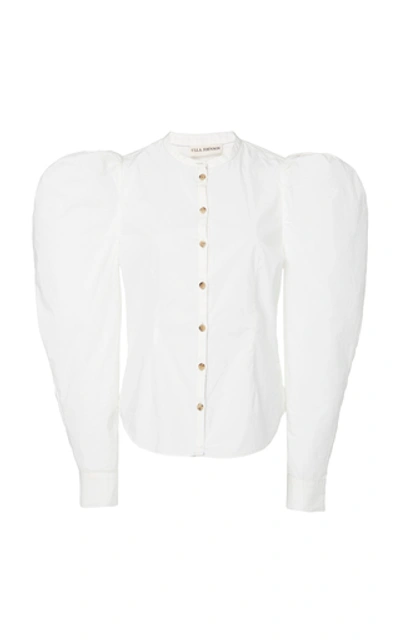 Shop Ulla Johnson Willa Puffed-sleeve Cotton Blouse In White