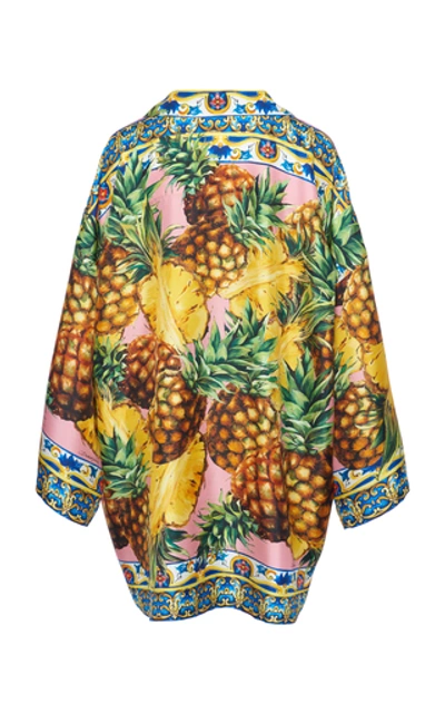 Shop Dolce & Gabbana Oversized Printed Silk-satin Shirt