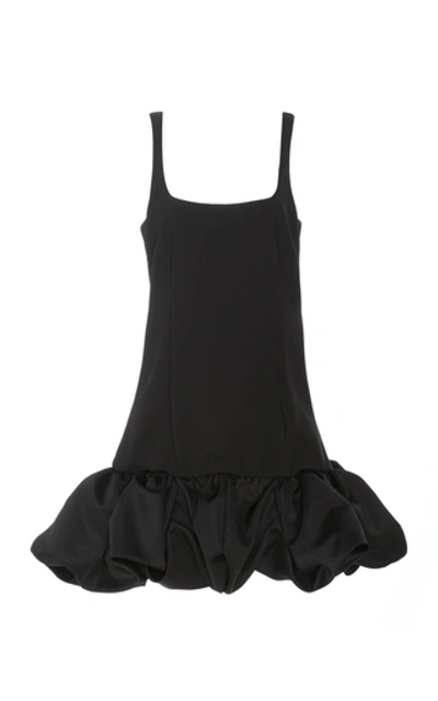 Shop Area Ruffled Crepe Mini Dress In Black