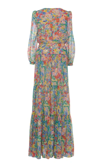Shop Saloni Isabel Printed Silk-chiffon Maxi Dress In Multi