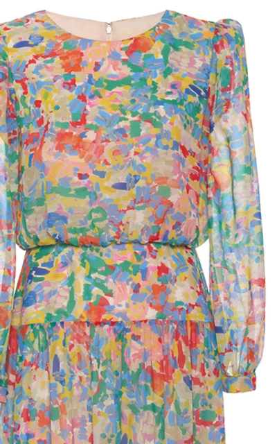 Shop Saloni Isabel Printed Silk-chiffon Maxi Dress In Multi