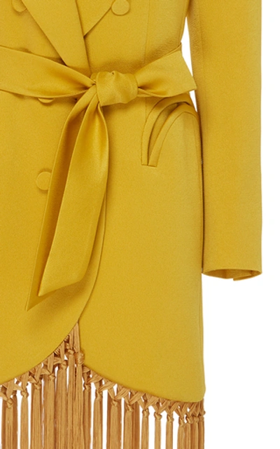 Shop Blazé Milano Novalis Fringed Blazer Dress In Yellow