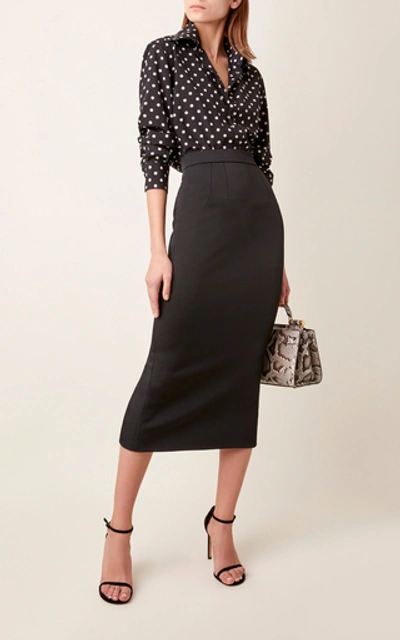 Shop Dolce & Gabbana Cady Midi Skirt In Black