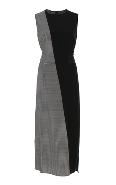 Shop Akris Patterned Silk-crepe Midi Dress In Black/white