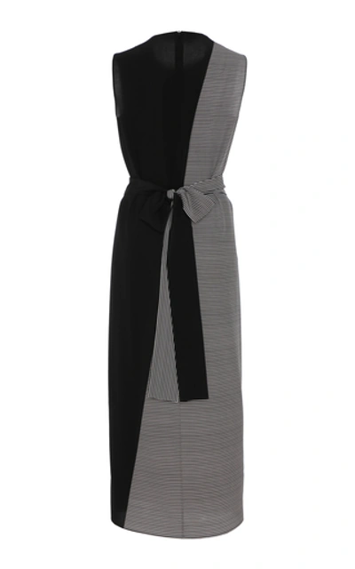 Shop Akris Patterned Silk-crepe Midi Dress In Black/white