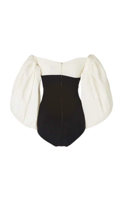 Shop A.w.a.k.e. Off-the Shoulder Stretch-crepe Bodysuit In Multi