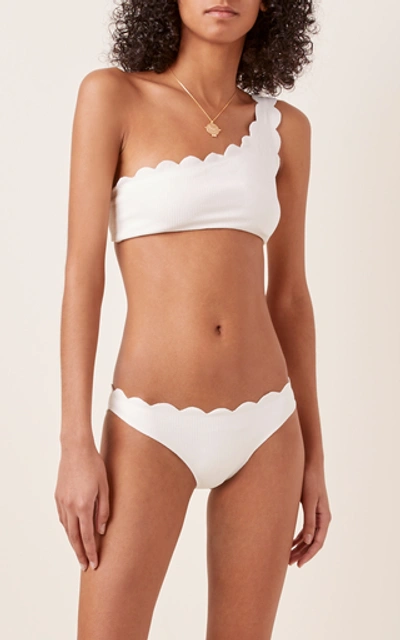 Shop Marysia Santa Barbara Scalloped Bikini Top In White