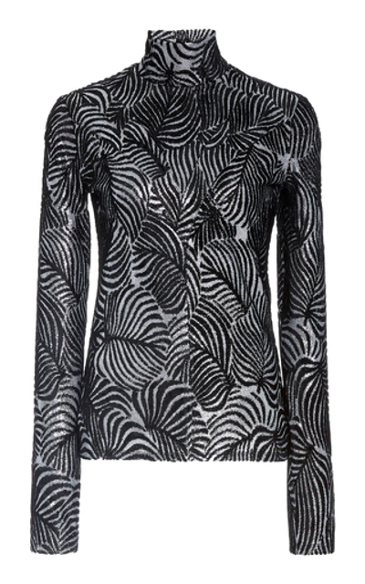 Shop Paco Rabanne Long Sleeved Mock Neck Top In Print