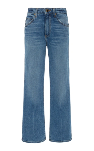 Shop Khaite Vivian Cropped Flared Jeans In Medium Wash