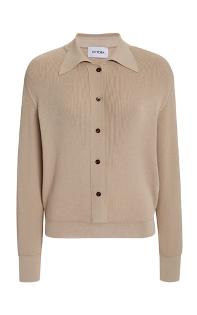 Eftychia Ribbed Knit Polo Top In Neutral | ModeSens