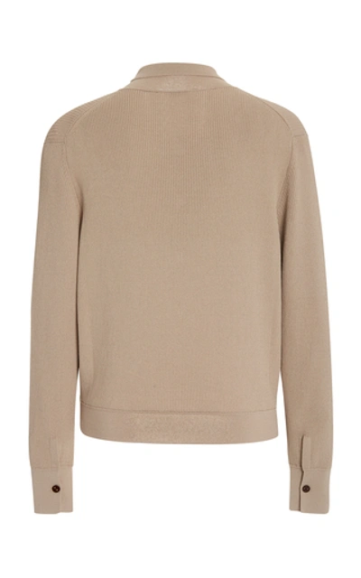 Shop Eftychia Ribbed Knit Polo Top In Neutral
