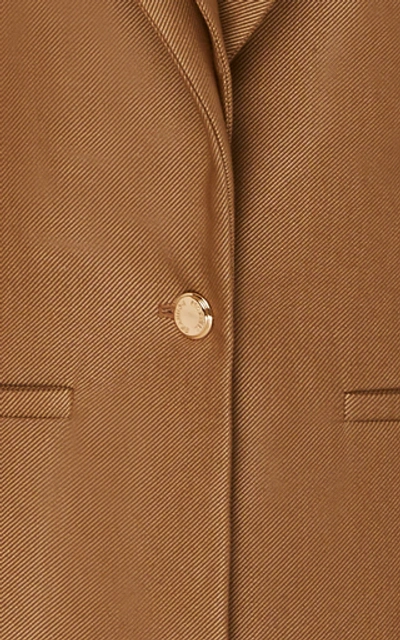 Shop Brandon Maxwell Lapel-detailed Wool-silk Twill Blazer Jacket In Brown