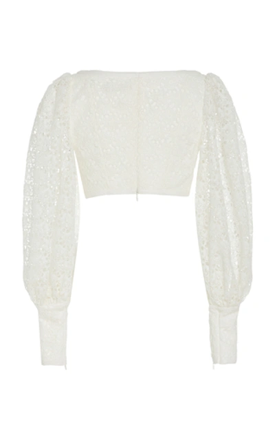 Shop Zimmermann Cropped Cotton Lace Top In White