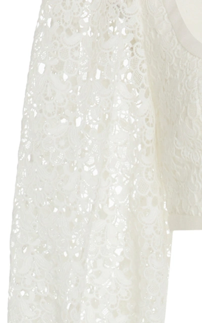 Shop Zimmermann Cropped Cotton Lace Top In White