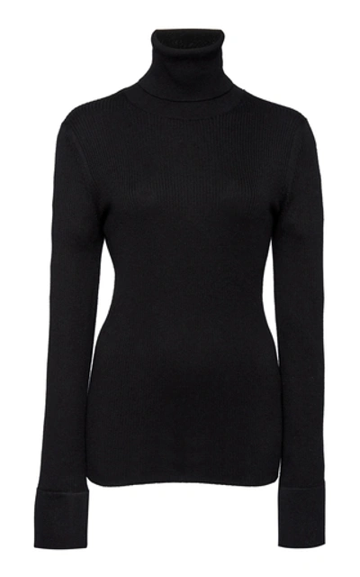 Shop Proenza Schouler Silk-blend Turtleneck Top In Black